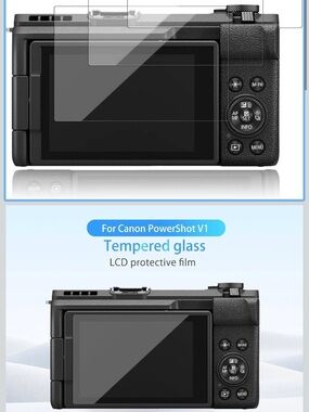 Tempered Glass LCD Screen Protector for Canon‎ PowerShot V1 – Black